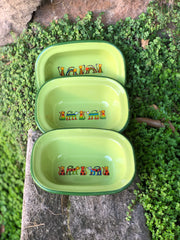 Pocillos enlozados verdes